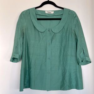 Kelly green silk Chloe blouse